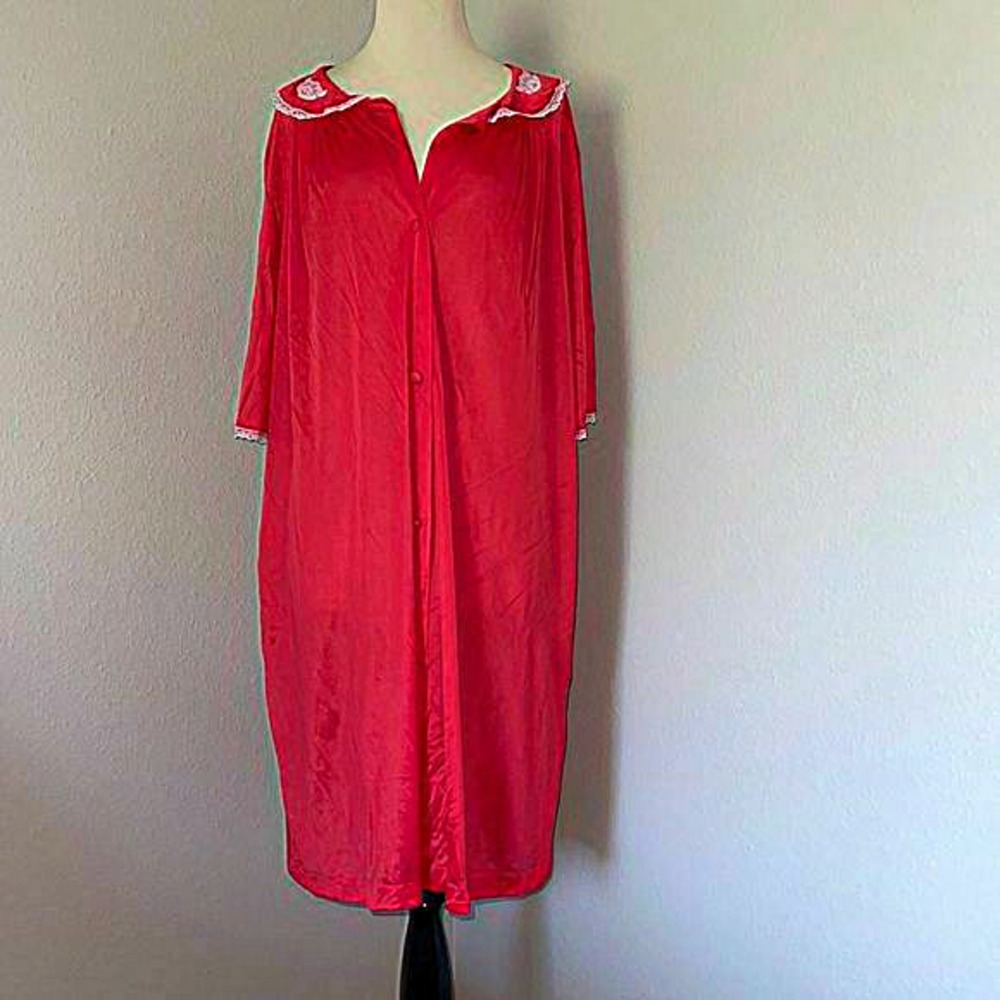 Lorraine Vnt Lace Trimmed Nylon Nightgown/Robe